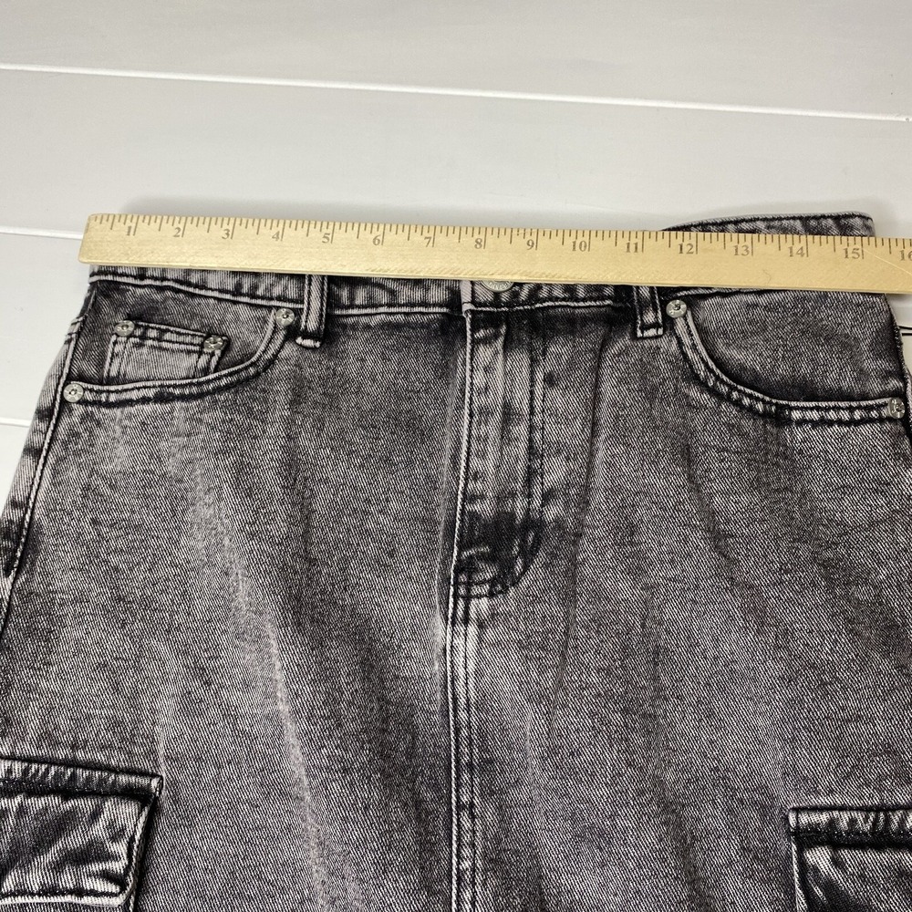 True Religion Vintage Style Charcoal Wash‎ Denim Cargo Midi Skirt Slit Front 27 - Picture 13 of 16